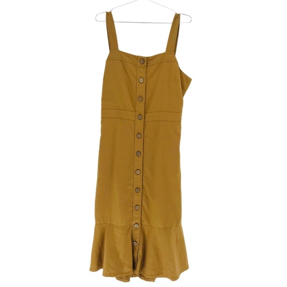 OAT New York Sleeveless Button Front Midi Dress Mustard Size XL - Picture 2 of 9